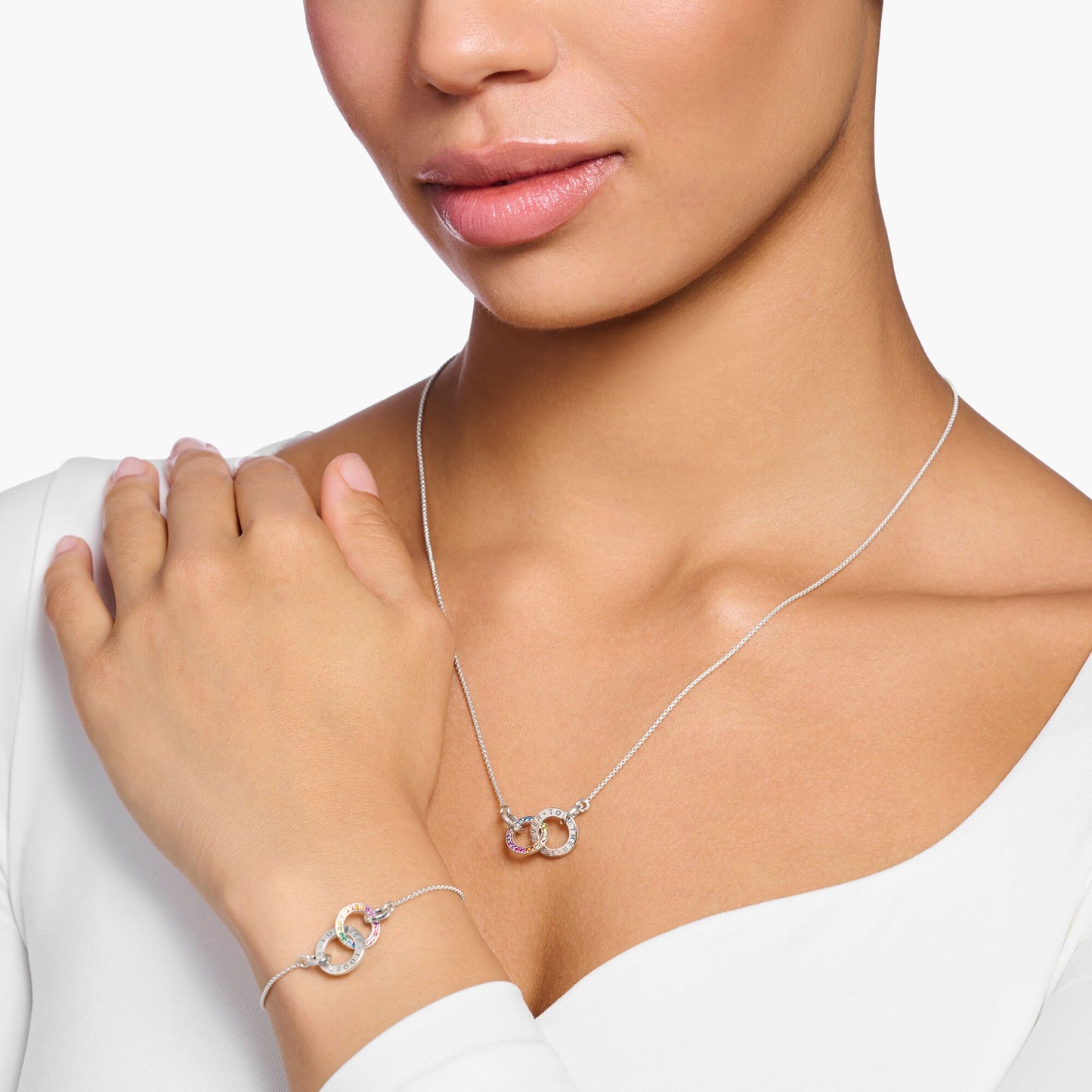 THOMAS SABO Necklace Together with Two Rings Silver Blackened