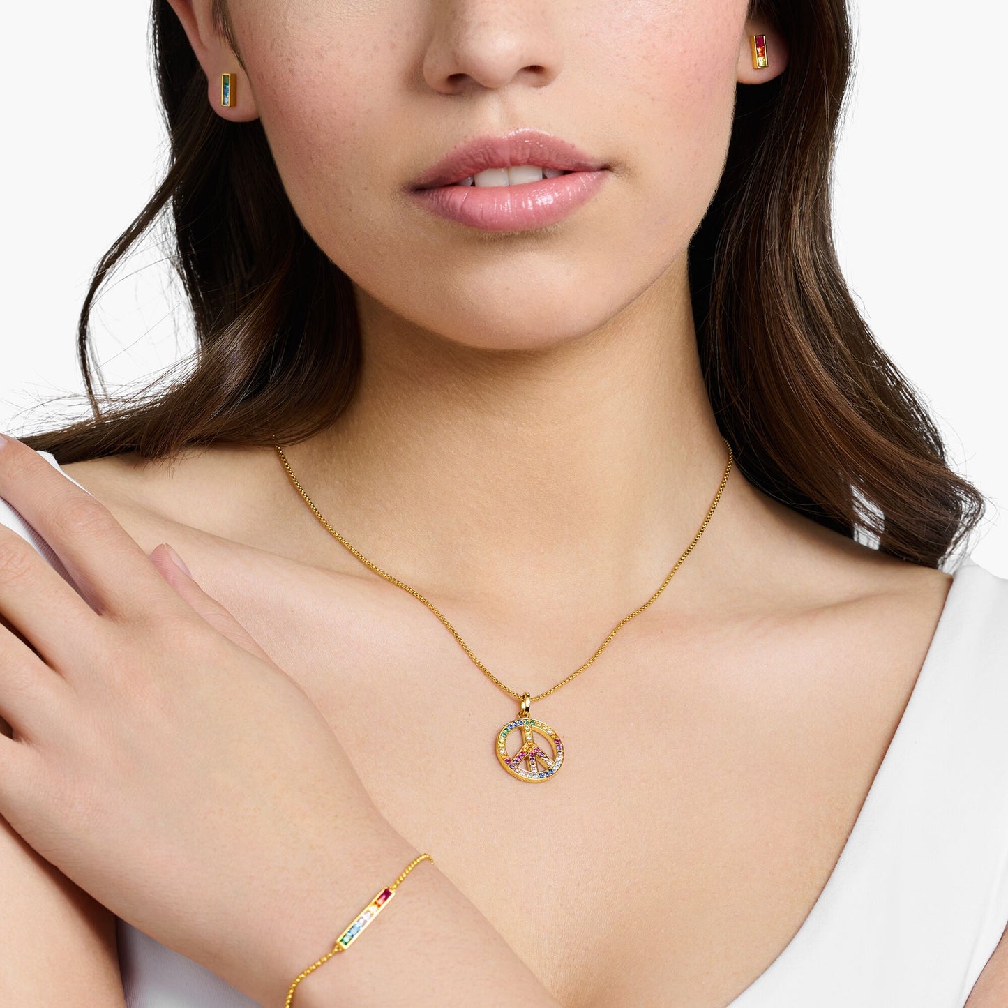 THOMAS SABO Necklace with Pendant Peace Sign Gold Plated