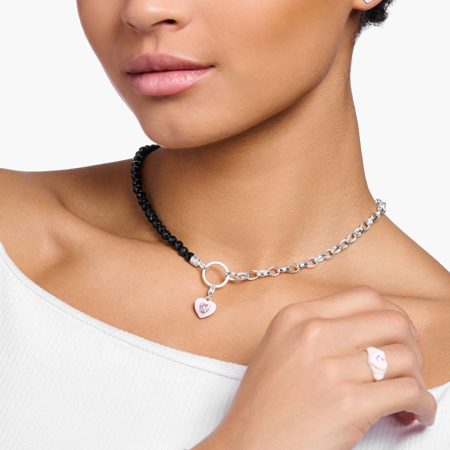 THOMAS SABO Chain Onyx Bead Necklace
