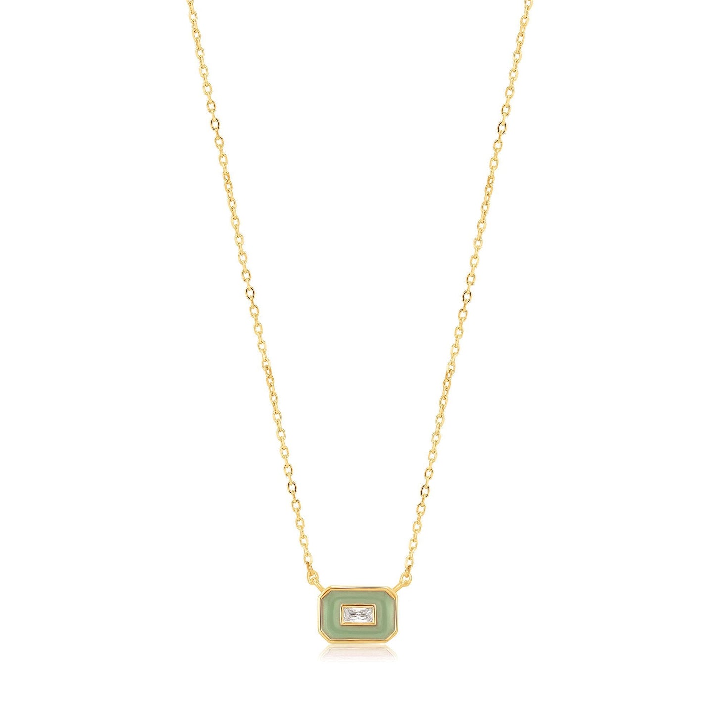 Ania Haie Sage Enamel Emblem Gold Necklace