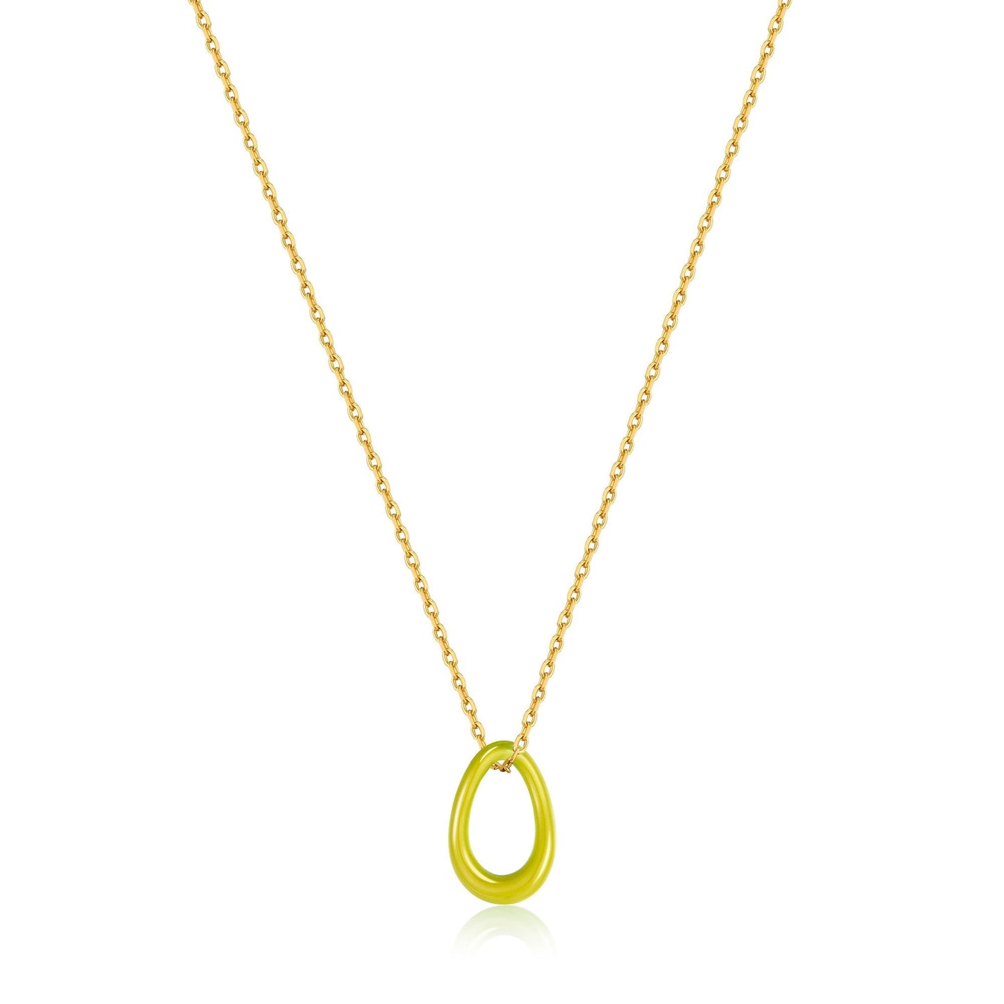 Neon Yellow Enamel Gold Twisted Pendant Necklace