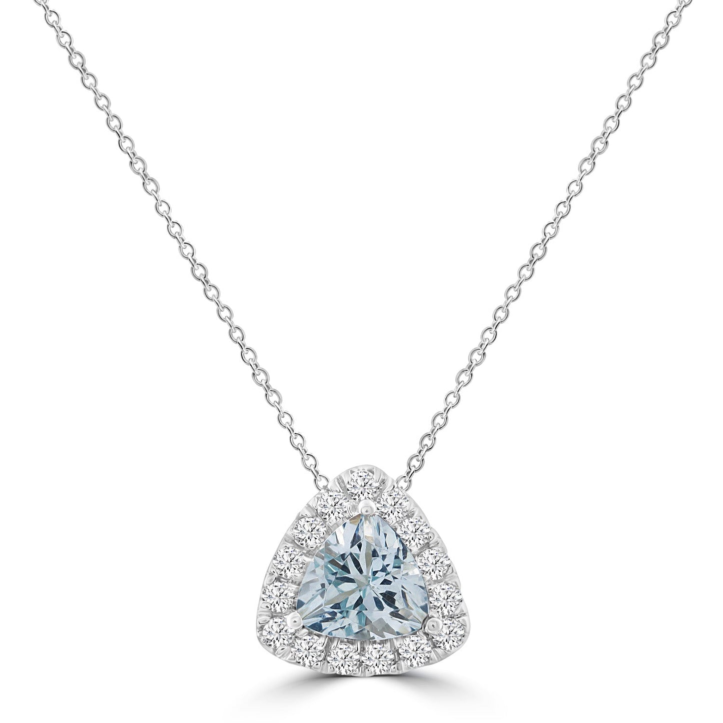 Aquamarine Necklace with 0.20ct Diamonds in 9K White Gold
