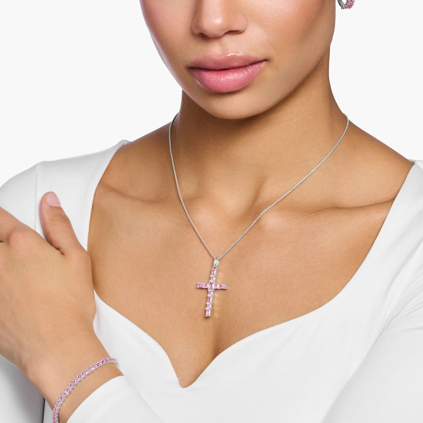 THOMAS SABO Heritage Pink Cross Pendant