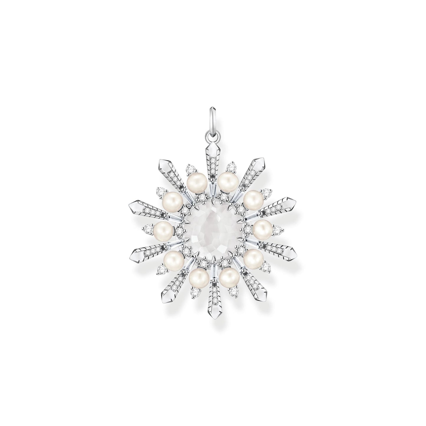 THOMAS SABO Pendant milky quartz with winter sun rays silver