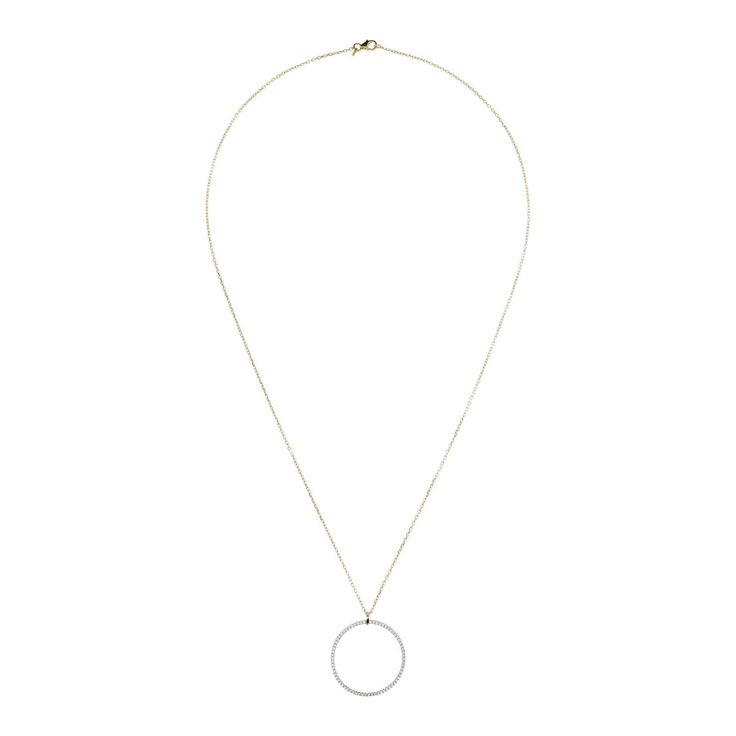Bronzallure Pave Open Circle Pendant Golden Necklace