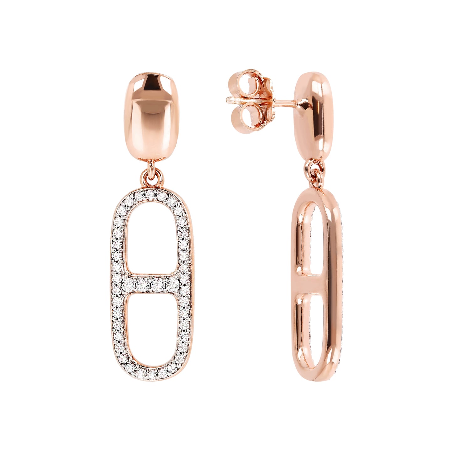 Bronzallure Marine Chain Pave Element Dangle Earrings