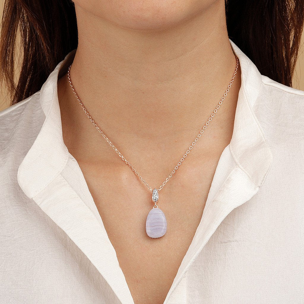 Bronzallure Necklace With Stone Pendant And Pave Details