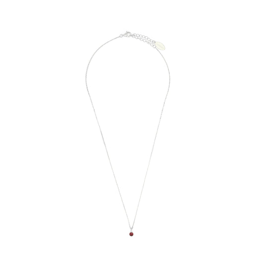 NATURAL RUBY AND DIAMOND JULY PENDANT SILVER