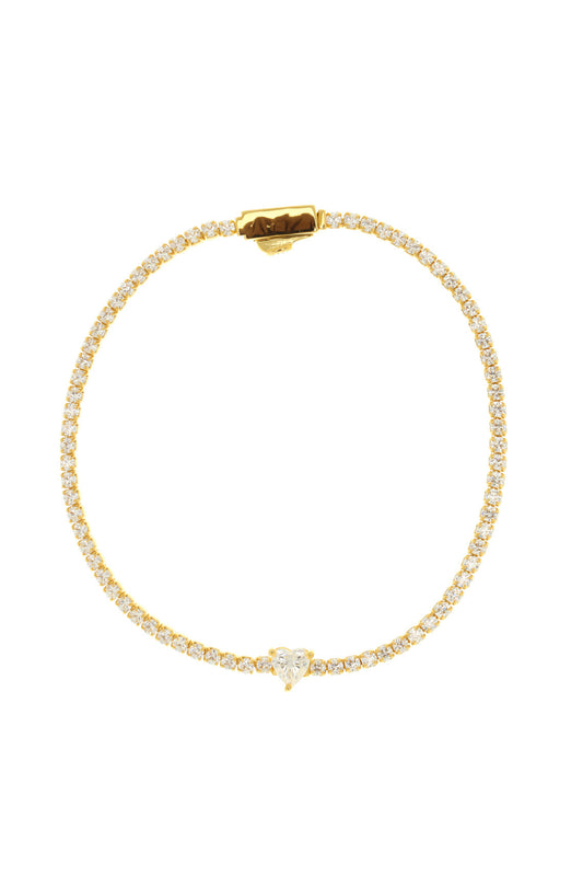 SWEETHEART TENNIS BRACELET GOLD 18CM