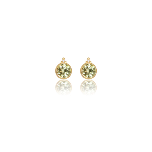 NATURAL PERIDOT AND TWO NATURAL DIAMOND AUGUST EARRINGS GOLD