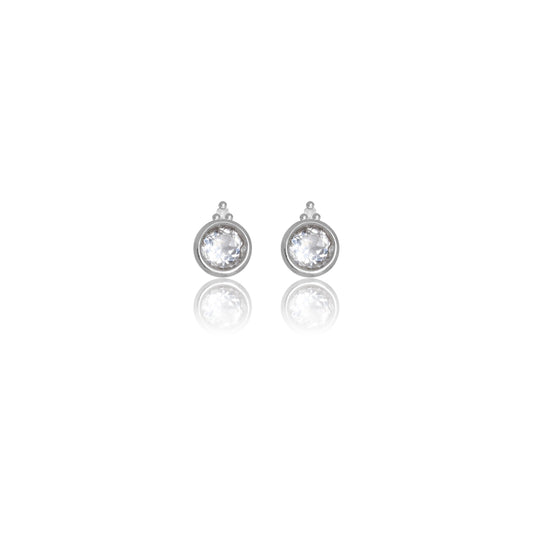 NATURAL TOPAZ AND TWO NATURAL DIAMOND APRIL EARRINGS SILVER