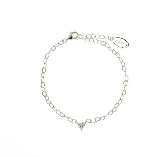 SWEETHEART HEART CHAIN BRACELET SILVER
