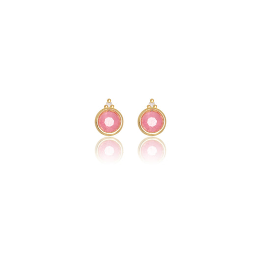 NATURAL RUBY AND TWO NATURAL DIAMOND JULY EARRINGS GOLD