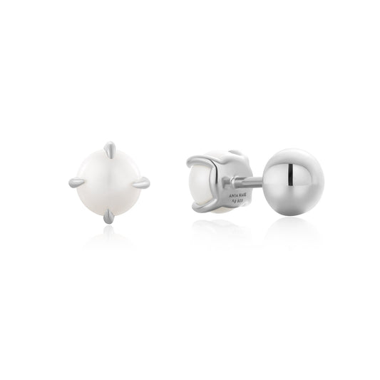 Ania Haie Silver Pearl Barbell Earrings