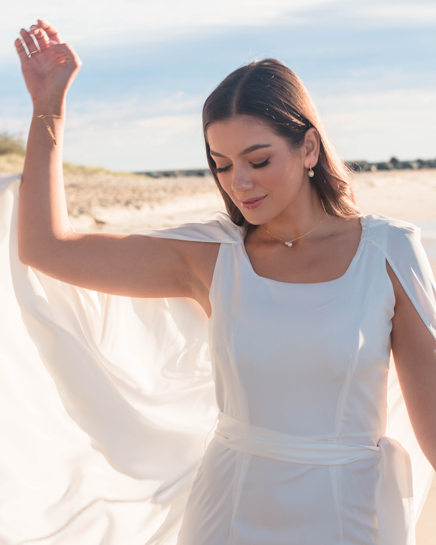 OCEANS PALM COVE FRESHWATER PEARL EARRINGS GOLD