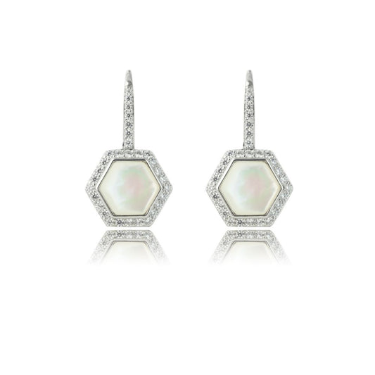 OCEANS TORQUAY MOTHER OF PEARL EARRINGS SILVER