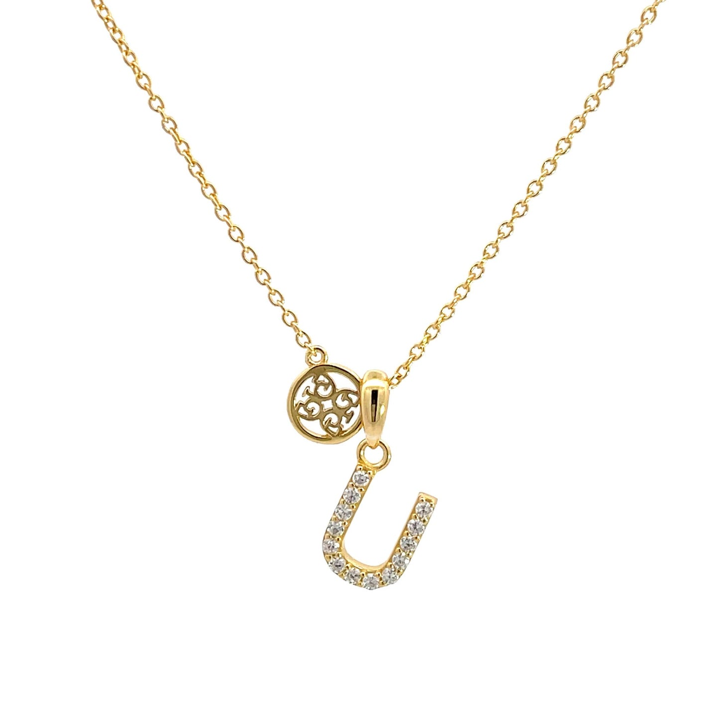 LUXURY LETTERS U INITIAL PENDANT GOLD