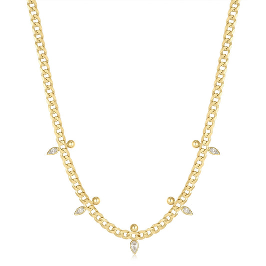 Ania Haie Gold Curb Chain Sparkle Point Necklace