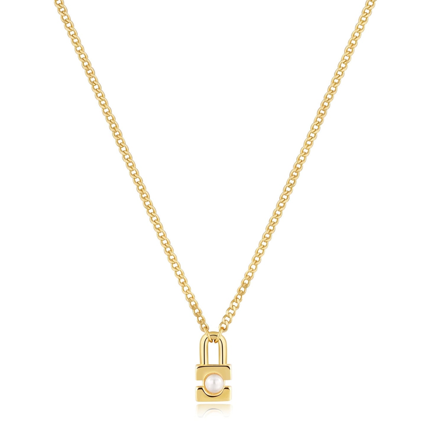 Ania Haie Gold Pearl Padlock Necklace