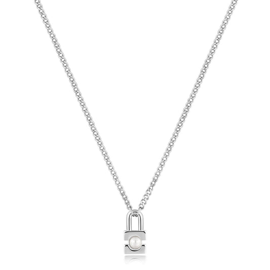 Ania Haie Silver Pearl Padlock Necklace