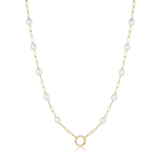 Ania Haie Gold Pearl Chain Charm Connector Necklace