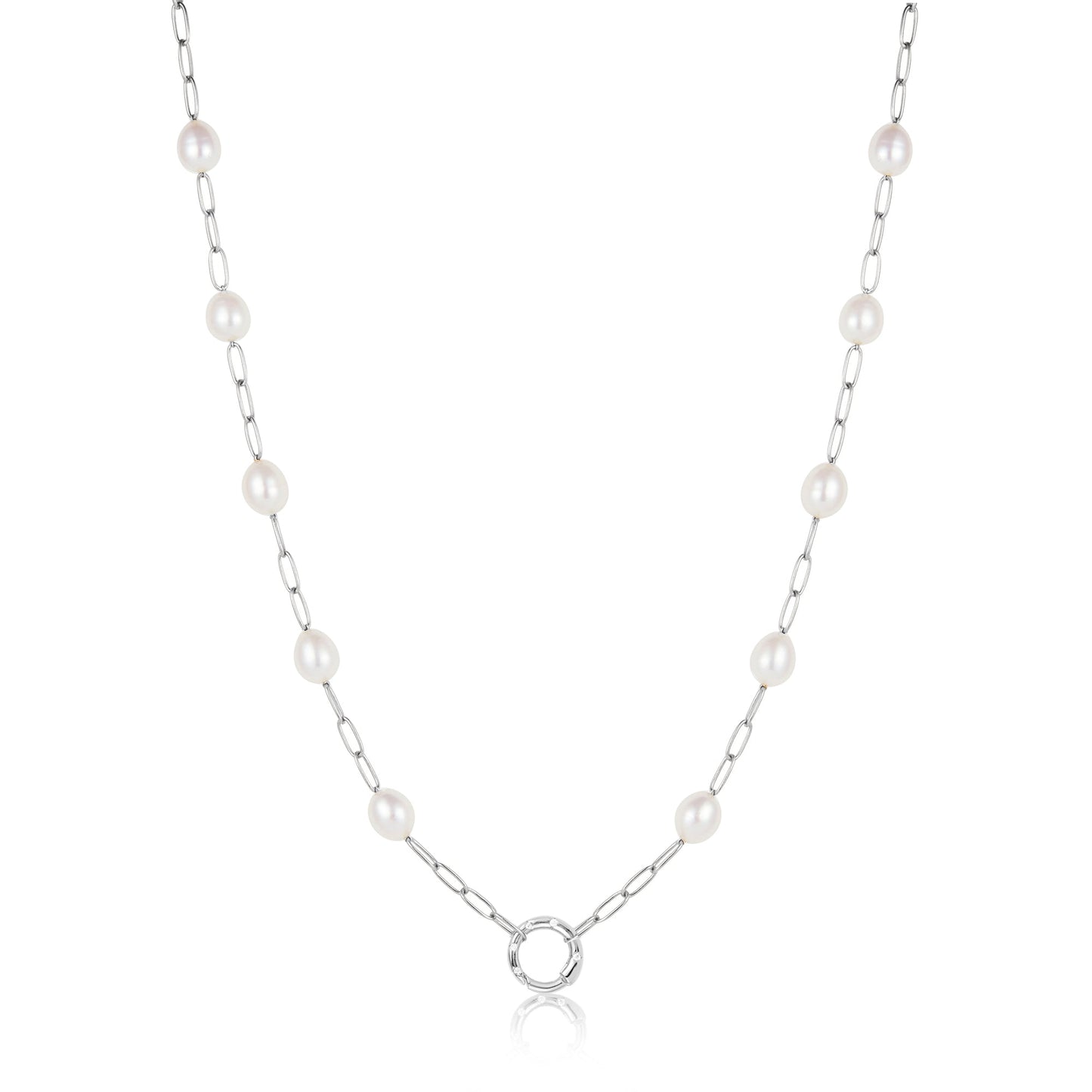 Ania Haie Silver Pearl Chain Charm Connector Necklace