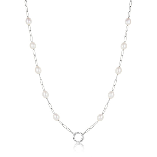 Ania Haie Silver Pearl Chain Charm Connector Necklace