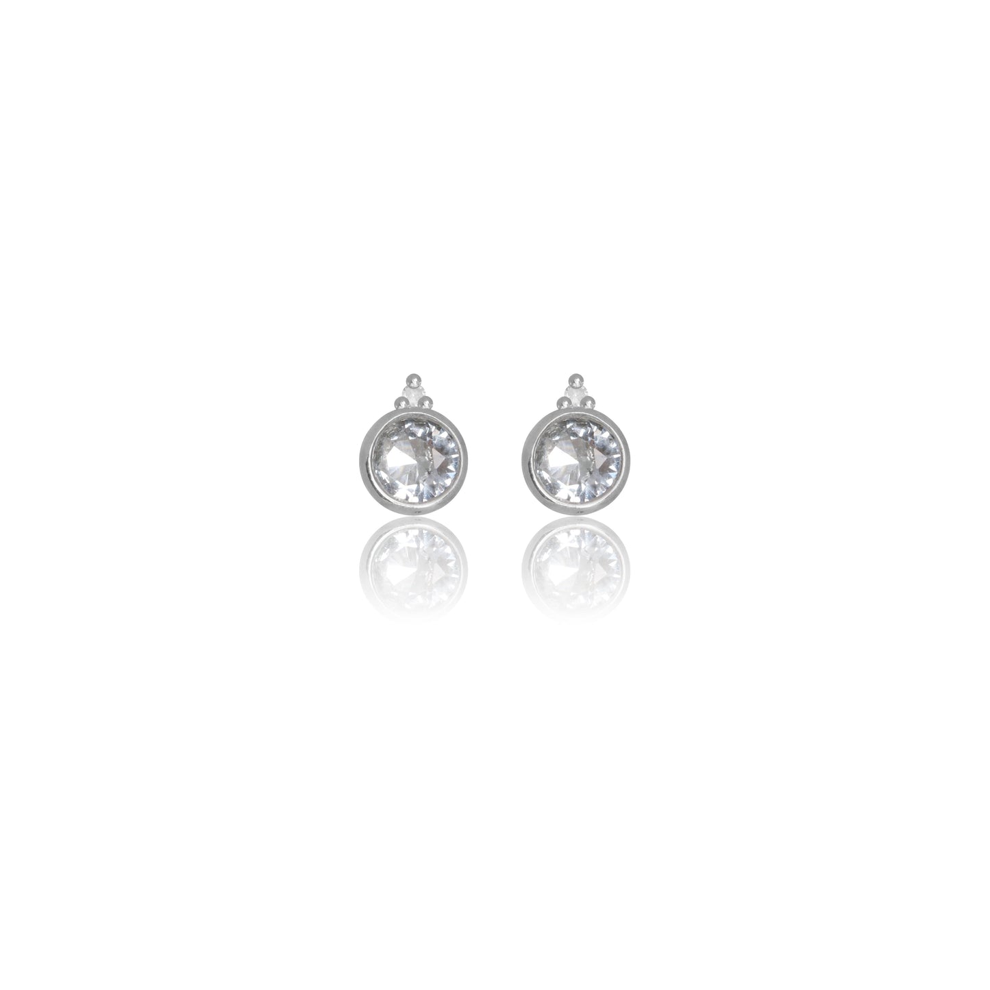 NATURAL AQUAMARINE AND TWO NATURAL DIAMOND MARCH EARRINGS SILVER