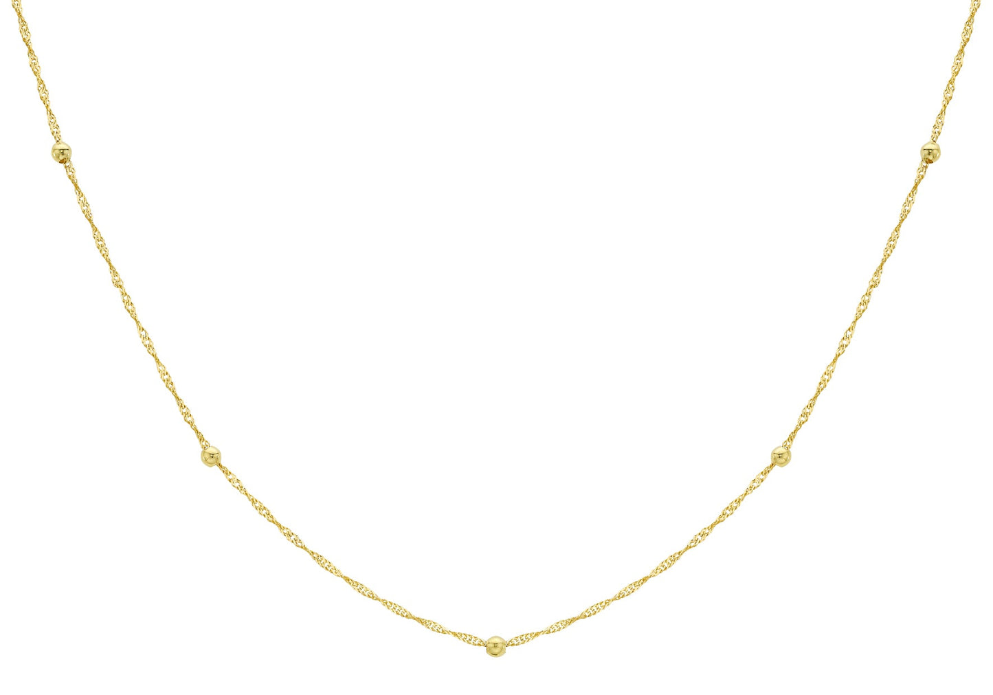 9K Yellow Gold Solid Ball Twist Necklace 45cm