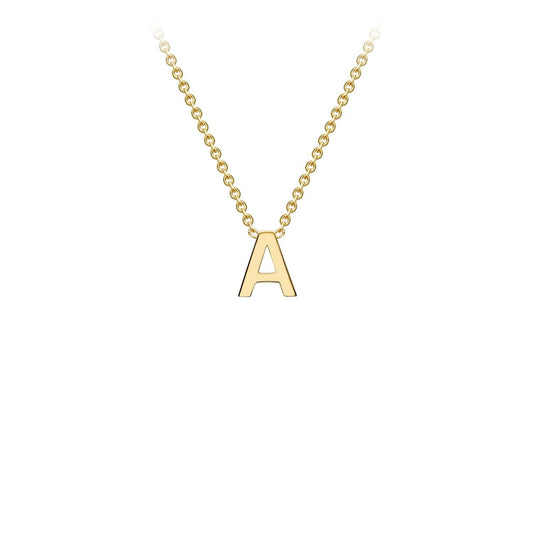 9K Yellow Gold 'A' Initial Adjustable Letter Necklace 38/43cm