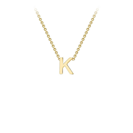 9K Yellow Gold 'K' Initial Adjustable Letter Necklace 38/43cm
