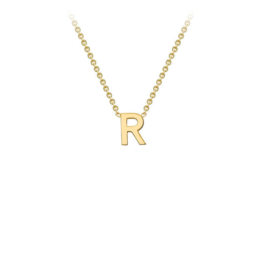 9K Yellow Gold 'R' Initial Adjustable Letter Necklace 38/43cm