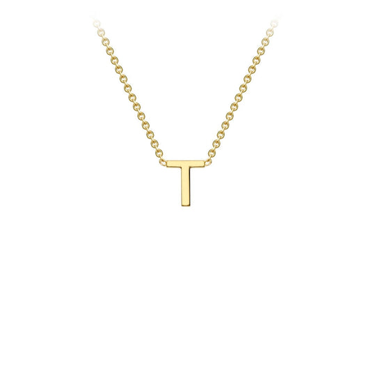 9K Yellow Gold 'T' Initial Adjustable Letter Necklace 38/43cm