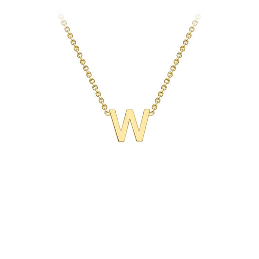 9K Yellow Gold 'W' Initial Adjustable Letter Necklace 38/43cm