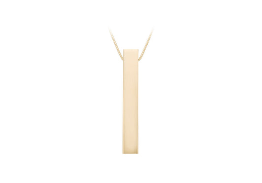 9K Yellow Gold Vertical Rectangle Bar Necklace 40-50cm