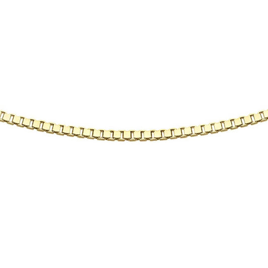 9K Yellow Gold 0.5mm Adjustable Heart Slider Box Chain 56cm