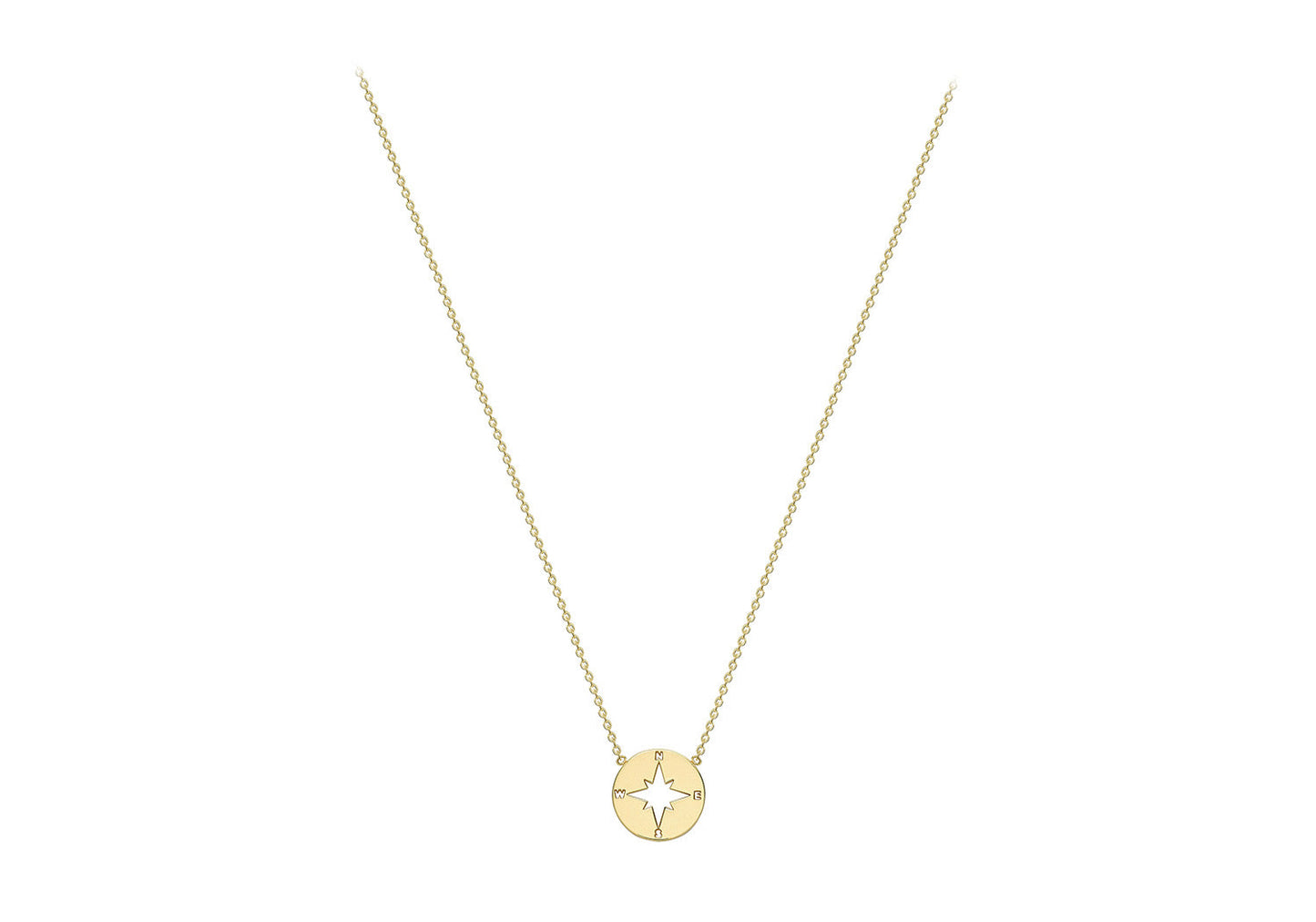 9K Yellow Gold Compass Necklace 40-42 cm