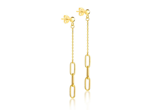 9K Yellow Gold Paper Chain Drop Earrings