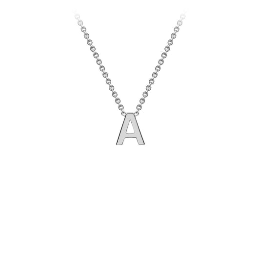 9K White Gold 'A' Initial Adjustable Letter Necklace 38/43cm