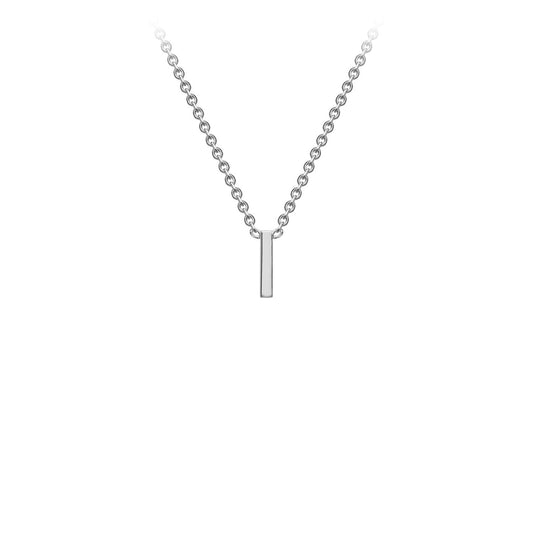 9K White Gold 'I' Initial Adjustable Letter Necklace 38/43cm