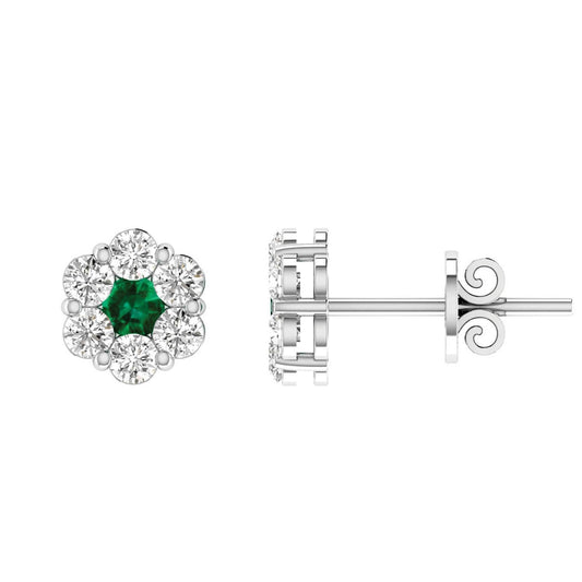 Emerald Diamond Stud Earrings with 0.53ct Diamonds in 9K White Gold - 9WRE75GHE