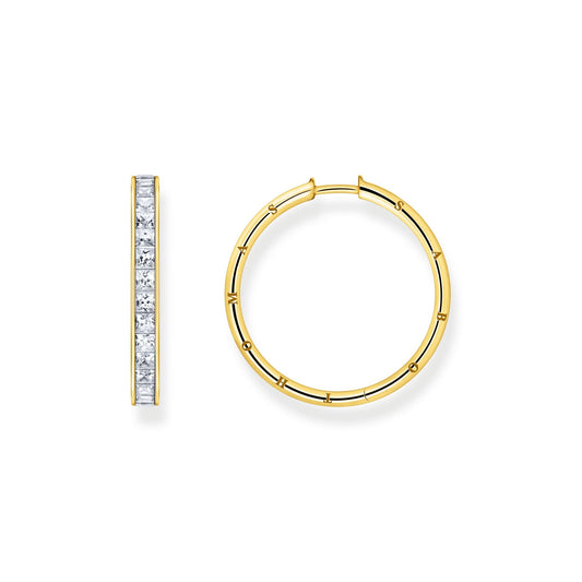 Thomas Sabo Hoop Earrings White Stones Gold