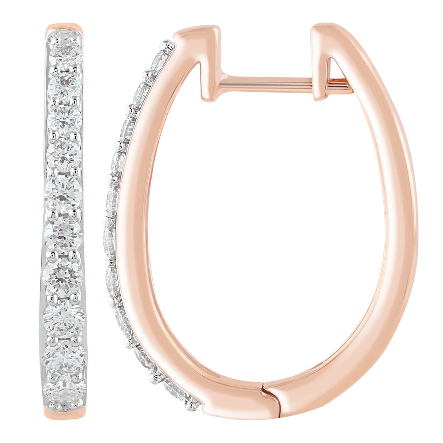 Huggie Earrings with 0.75ct Diamonds in 9K Rose Gold