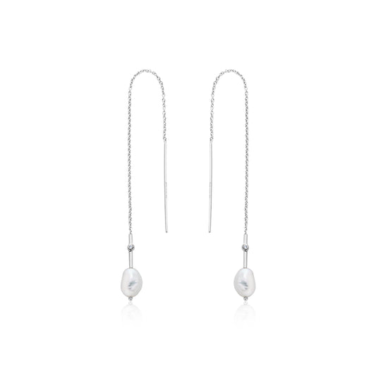 Ania Haie Pearl Threader Earrings Silver