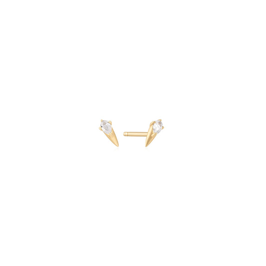 Ania Haie 14kt Gold White Sapphire Spike Stud Earrings