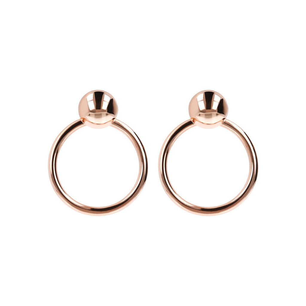 Bronzallure Hoop Earrings Ball Golden Ros&egrave;