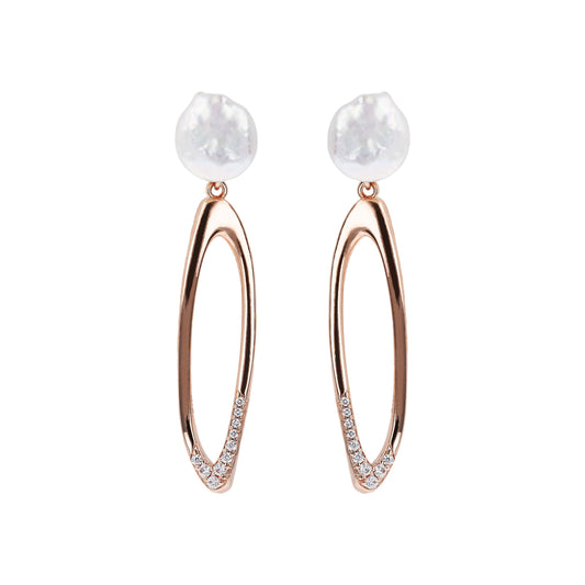 Bronzallure Hoop Earrings with Coin Pearls