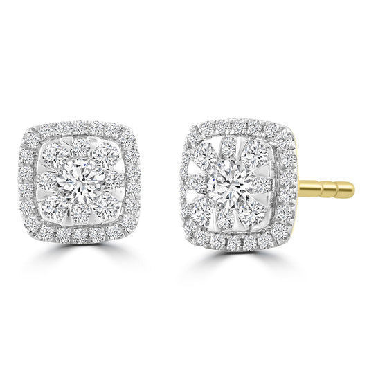 Cluster Stud Earrings with 0.33ct Diamond in 9K Yellow Gold