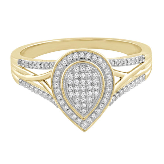 Pear Ring with 0.20ct Diamond in 9K Yellow Gold