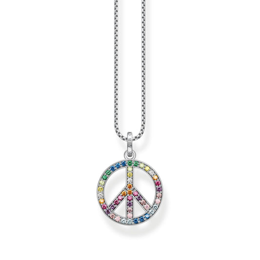 THOMAS SABO Necklace with Pendant Peace-Sign Silver Blackened
